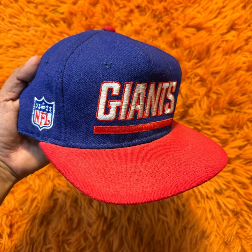 Vintage New York Giants NFL Snapback Hat Blue Red Embroidered Green Underbrim
